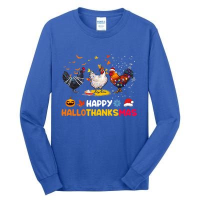 Chicken Halloween Happy Hallothanksmas Autumn Thanksgiving Gift Tall Long Sleeve T-Shirt