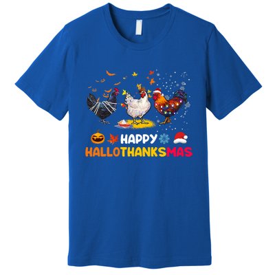 Chicken Halloween Happy Hallothanksmas Autumn Thanksgiving Gift Premium T-Shirt