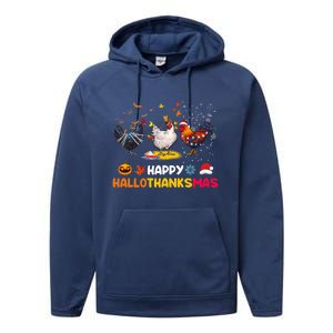 Chicken Halloween Happy Hallothanksmas Autumn Thanksgiving Gift Performance Fleece Hoodie