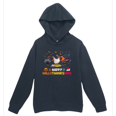 Chicken Halloween Happy Hallothanksmas Autumn Thanksgiving Gift Urban Pullover Hoodie