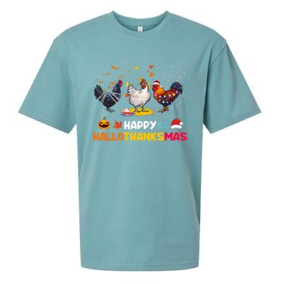 Chicken Halloween Happy Hallothanksmas Autumn Thanksgiving Gift Sueded Cloud Jersey T-Shirt