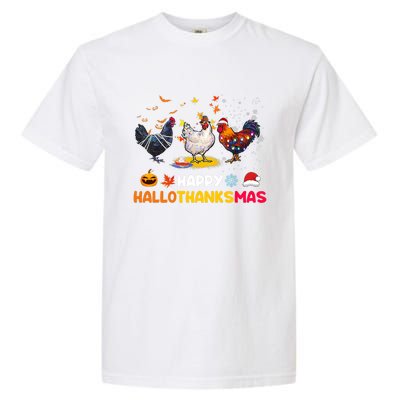 Chicken Halloween Happy Hallothanksmas Autumn Thanksgiving Gift Garment-Dyed Heavyweight T-Shirt