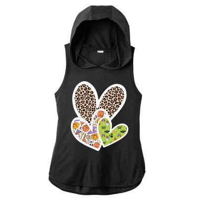 Cute Halloween Hearts Festive Ladies PosiCharge Tri-Blend Wicking Draft Hoodie Tank