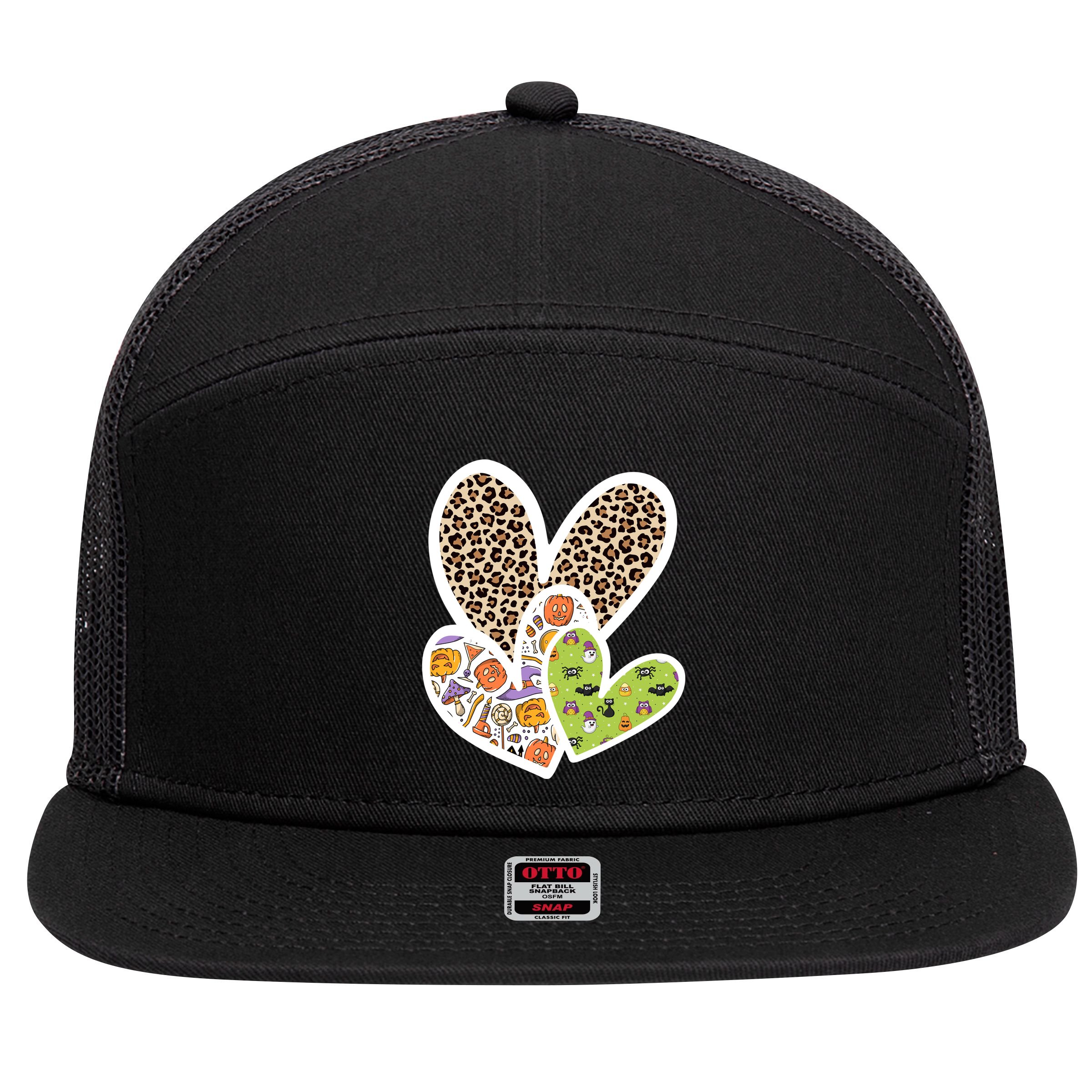 Cute Halloween Hearts Festive 7 Panel Mesh Trucker Snapback Hat