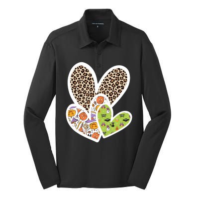 Cute Halloween Hearts Festive Silk Touch Performance Long Sleeve Polo