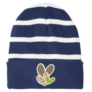 Cute Halloween Hearts Festive Striped Beanie with Solid Band