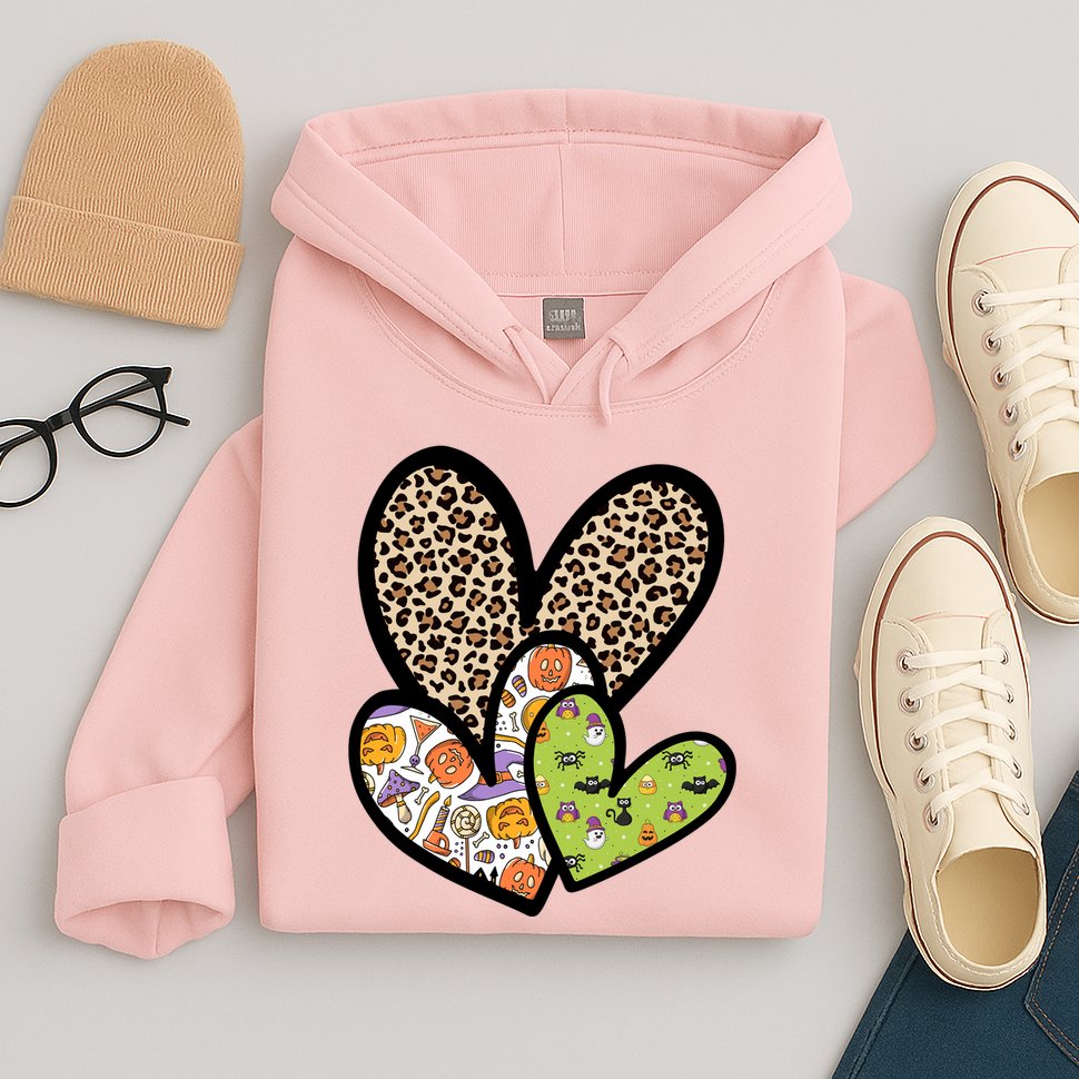Cute Halloween Hearts Festive Hoodie