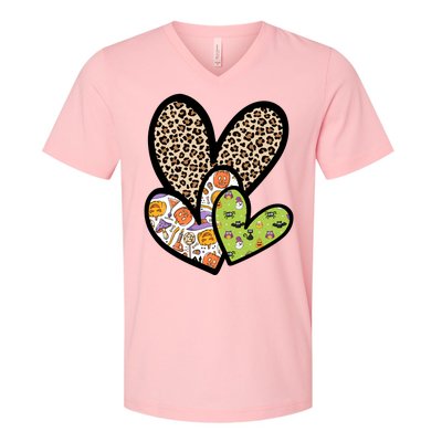 Cute Halloween Hearts Festive V-Neck T-Shirt