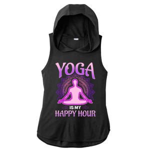 Cute Happy Hour Namaste Yoga Gift Ladies PosiCharge Tri-Blend Wicking Draft Hoodie Tank