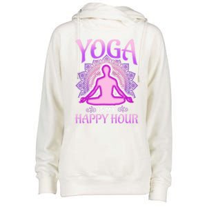 Cute Happy Hour Namaste Yoga Gift Womens Funnel Neck Pullover Hood