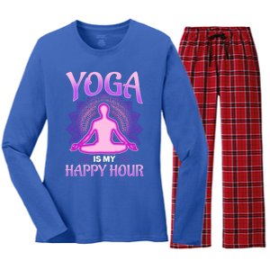 Cute Happy Hour Namaste Yoga Gift Women's Long Sleeve Flannel Pajama Set 