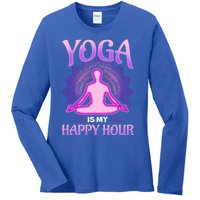 Cute Happy Hour Namaste Yoga Gift Ladies Long Sleeve Shirt