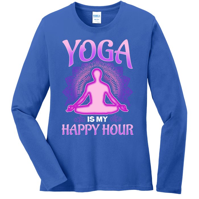 Cute Happy Hour Namaste Yoga Gift Ladies Long Sleeve Shirt