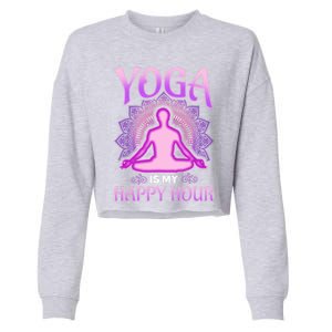 Cute Happy Hour Namaste Yoga Gift Cropped Pullover Crew