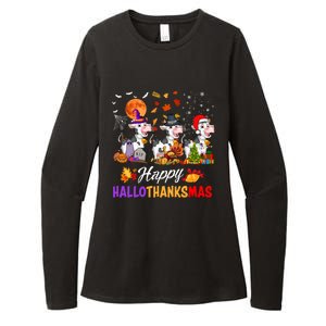 Cow Happy Hallothanksmas Funny Halloween Thanksgiving Farmer Gift Womens CVC Long Sleeve Shirt