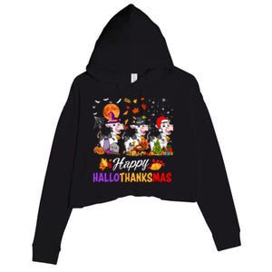 Cow Happy Hallothanksmas Funny Halloween Thanksgiving Farmer Gift Crop Fleece Hoodie