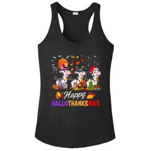 Cow Happy Hallothanksmas Funny Halloween Thanksgiving Farmer Gift Ladies PosiCharge Competitor Racerback Tank