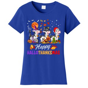 Cow Happy Hallothanksmas Funny Halloween Thanksgiving Farmer Gift Women's T-Shirt