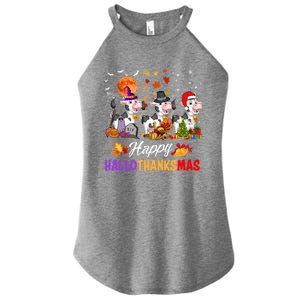 Cow Happy Hallothanksmas Funny Halloween Thanksgiving Farmer Gift Women's Perfect Tri Rocker Tank