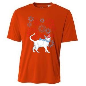 Cat Happy Independence Day Fireworks Memorial Day Gift Cooling Performance Crew T-Shirt