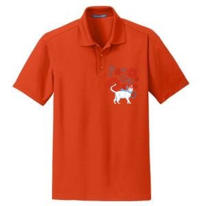 Cat Happy Independence Day Fireworks Memorial Day Gift Dry Zone Grid Polo