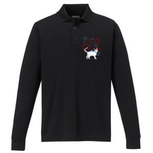 Cat Happy Independence Day Fireworks Memorial Day Gift Performance Long Sleeve Polo