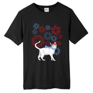 Cat Happy Independence Day Fireworks Memorial Day Gift Tall Fusion ChromaSoft Performance T-Shirt