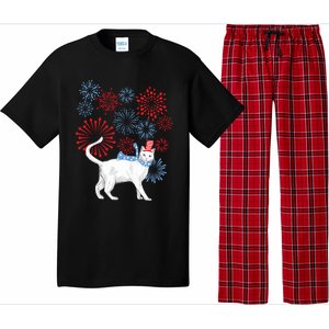 Cat Happy Independence Day Fireworks Memorial Day Gift Pajama Set