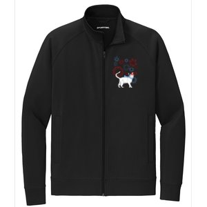 Cat Happy Independence Day Fireworks Memorial Day Gift Stretch Full-Zip Cadet Jacket