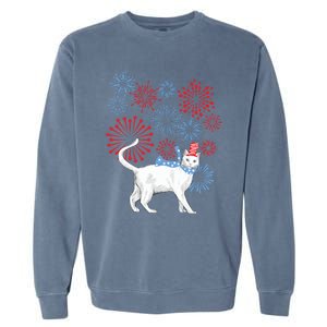 Cat Happy Independence Day Fireworks Memorial Day Gift Garment-Dyed Sweatshirt