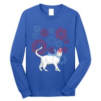 Cat Happy Independence Day Fireworks Memorial Day Gift Long Sleeve Shirt