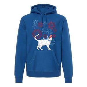 Cat Happy Independence Day Fireworks Memorial Day Gift Premium Hoodie