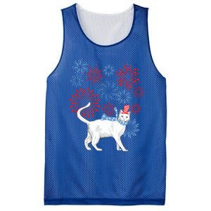 Cat Happy Independence Day Fireworks Memorial Day Gift Mesh Reversible Basketball Jersey Tank