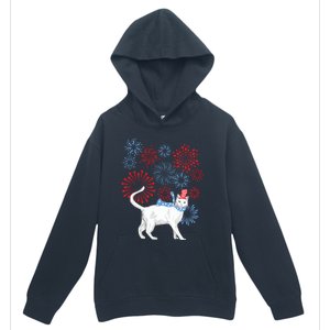 Cat Happy Independence Day Fireworks Memorial Day Gift Urban Pullover Hoodie