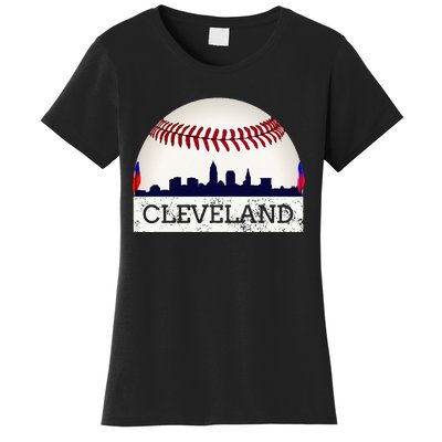 Cleveland Hometown Indian Tribe Skyline Ball Design Women's T-Shirt