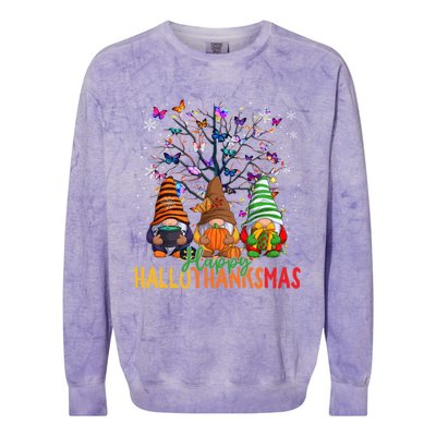 Cherish Hallothankmas In Gnome Style Gift Colorblast Crewneck Sweatshirt