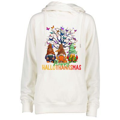 Cherish Hallothankmas In Gnome Style Gift Womens Funnel Neck Pullover Hood