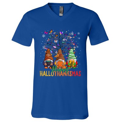 Cherish Hallothankmas In Gnome Style Gift V-Neck T-Shirt