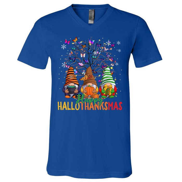 Cherish Hallothankmas In Gnome Style Gift V-Neck T-Shirt