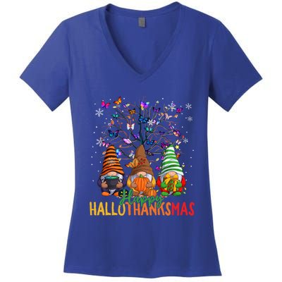 Cherish Hallothankmas In Gnome Style Gift Women's V-Neck T-Shirt