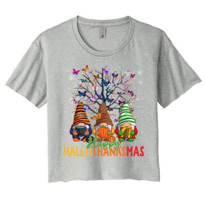 Cherish Hallothankmas In Gnome Style Gift Women's Crop Top Tee