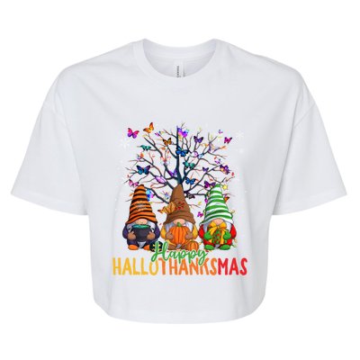 Cherish Hallothankmas In Gnome Style Gift Bella+Canvas Jersey Crop Tee