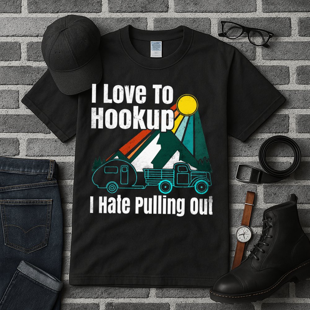 Camping Hookup I Hate Pulling Out Vintage Camper And Truck Tall T-Shirt