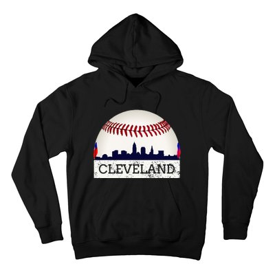 Cleveland Hometown Indian Tribe Skyline Ball Design Long Sleeve Hoodie