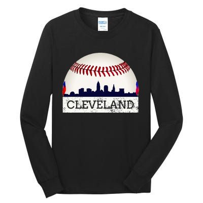 Cleveland Hometown Indian Tribe Skyline Ball Design Long Sleeve Tall Long Sleeve T-Shirt