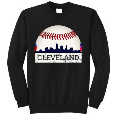 Cleveland Hometown Indian Tribe Skyline Ball Design Long Sleeve Tall Sweatshirt