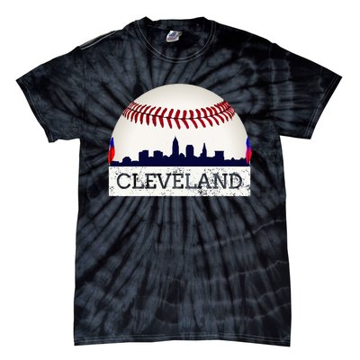 Cleveland Hometown Indian Tribe Skyline Ball Design Long Sleeve Tie-Dye T-Shirt