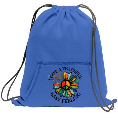 Cute Hippie I Got An Easy Peaceful Feeling Sunflower Peace Great Gift Sweatshirt Cinch Pack Bag