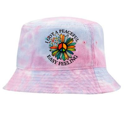 Cute Hippie I Got An Easy Peaceful Feeling Sunflower Peace Great Gift Tie-Dyed Bucket Hat