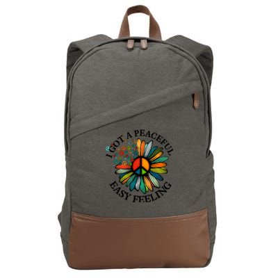 Cute Hippie I Got An Easy Peaceful Feeling Sunflower Peace Great Gift Cotton Canvas Backpack